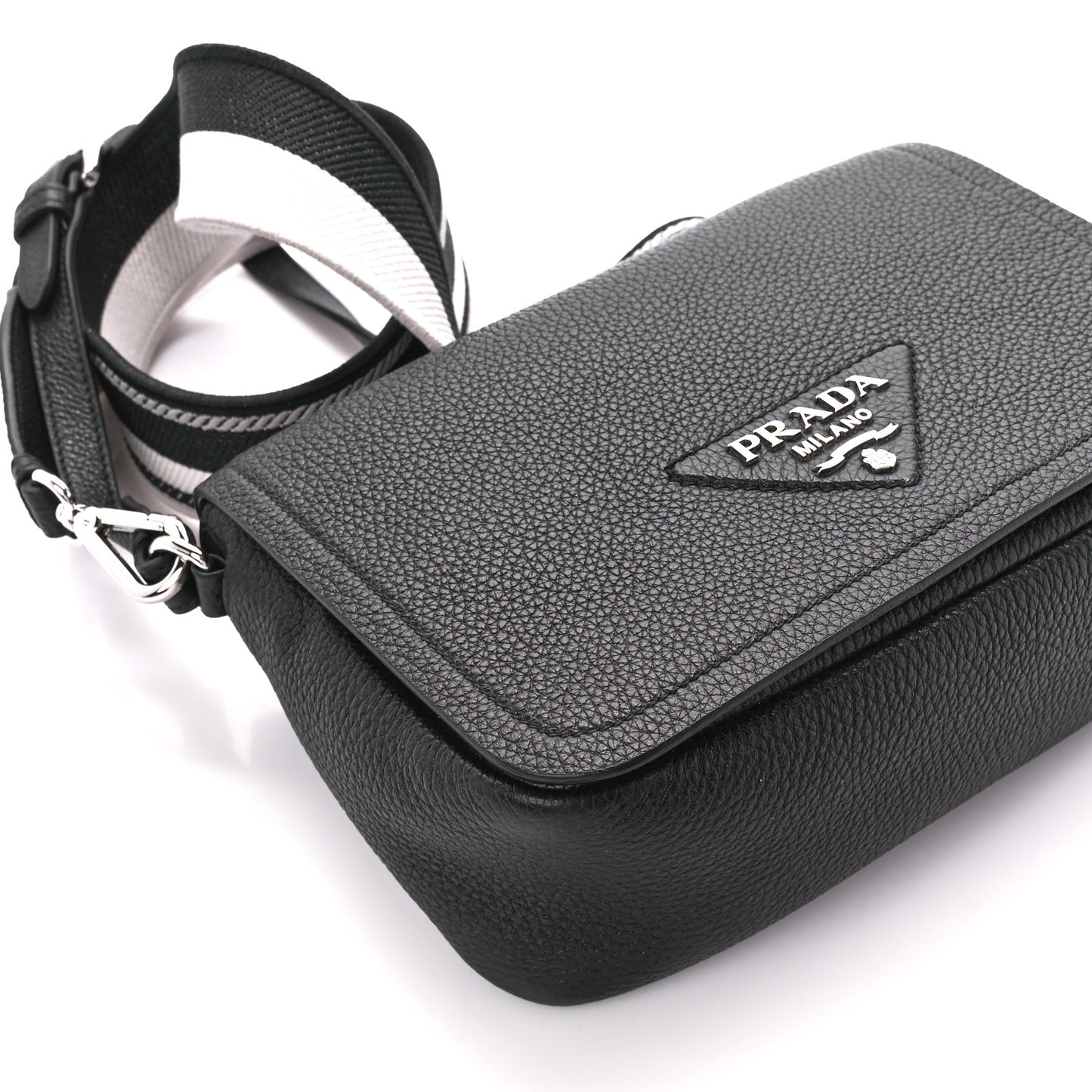 Vitello Daino Soft Flap Crossbody Black