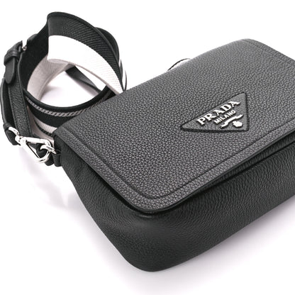 Prada Vitello Daino Soft Flap Crossbody Black 10 of 11