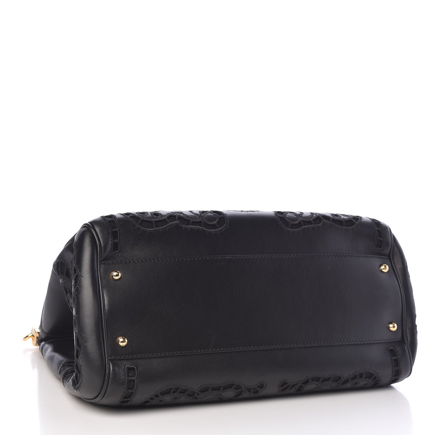 Dolce & Gabbana Lambskin Large Embroidered Laser Cut Miss Sicily Satchel Black 4 of 9