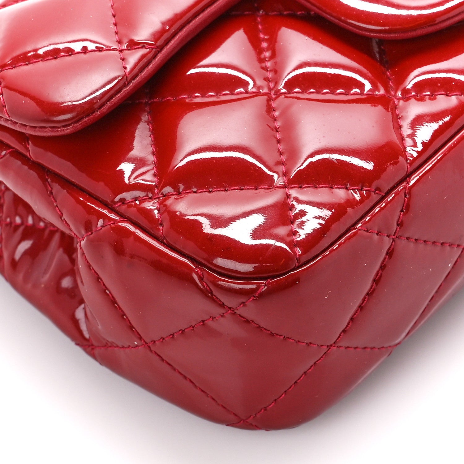Chanel Patent Calfskin Quilted Extra Mini Rectangular Flap Red 10 of 12