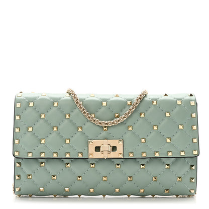 Valentino Garavani Lambskin Rockstud Spike Wallet on Chain Morning Dew 1 of 10