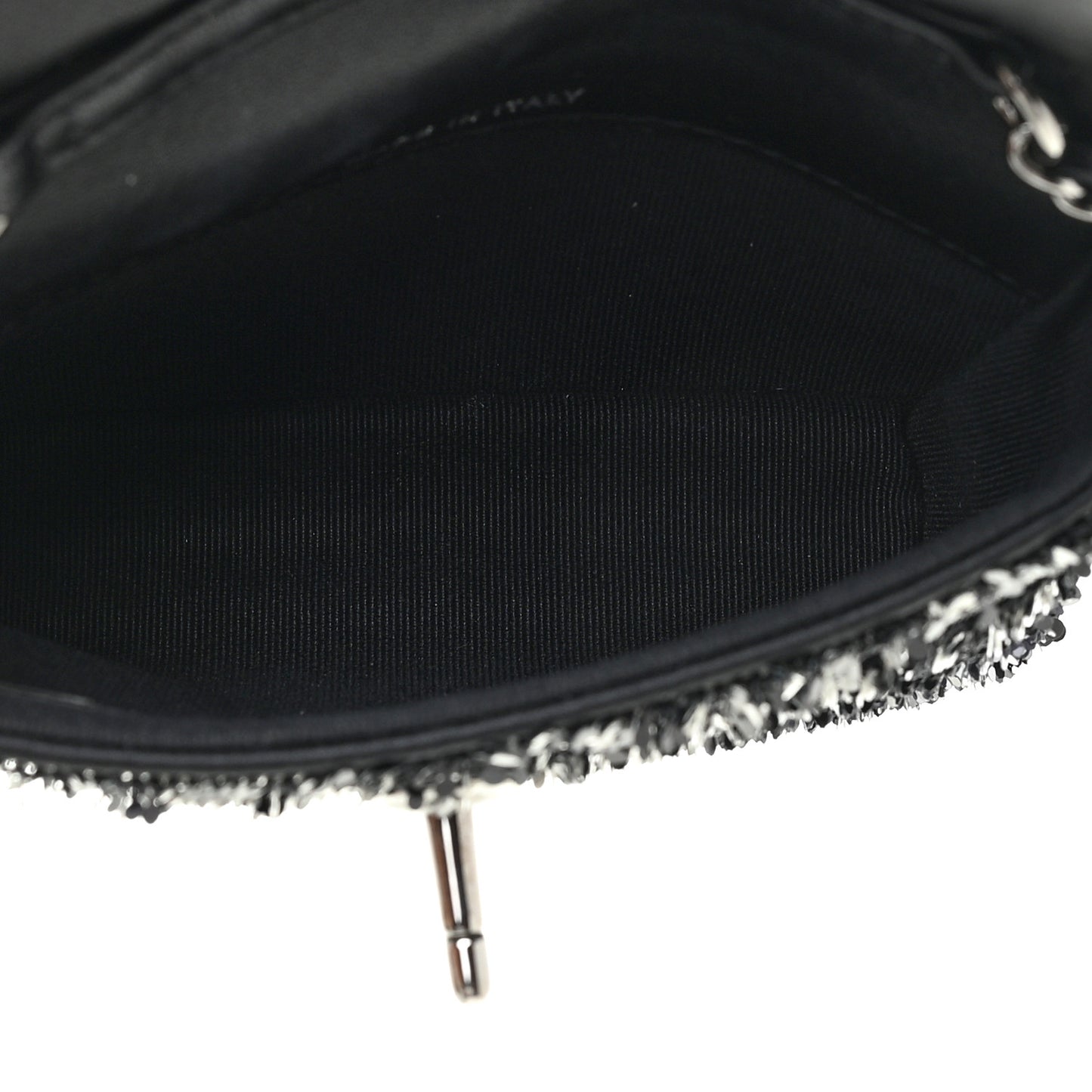 Sequin COCO Clutch With Chain Black Silver