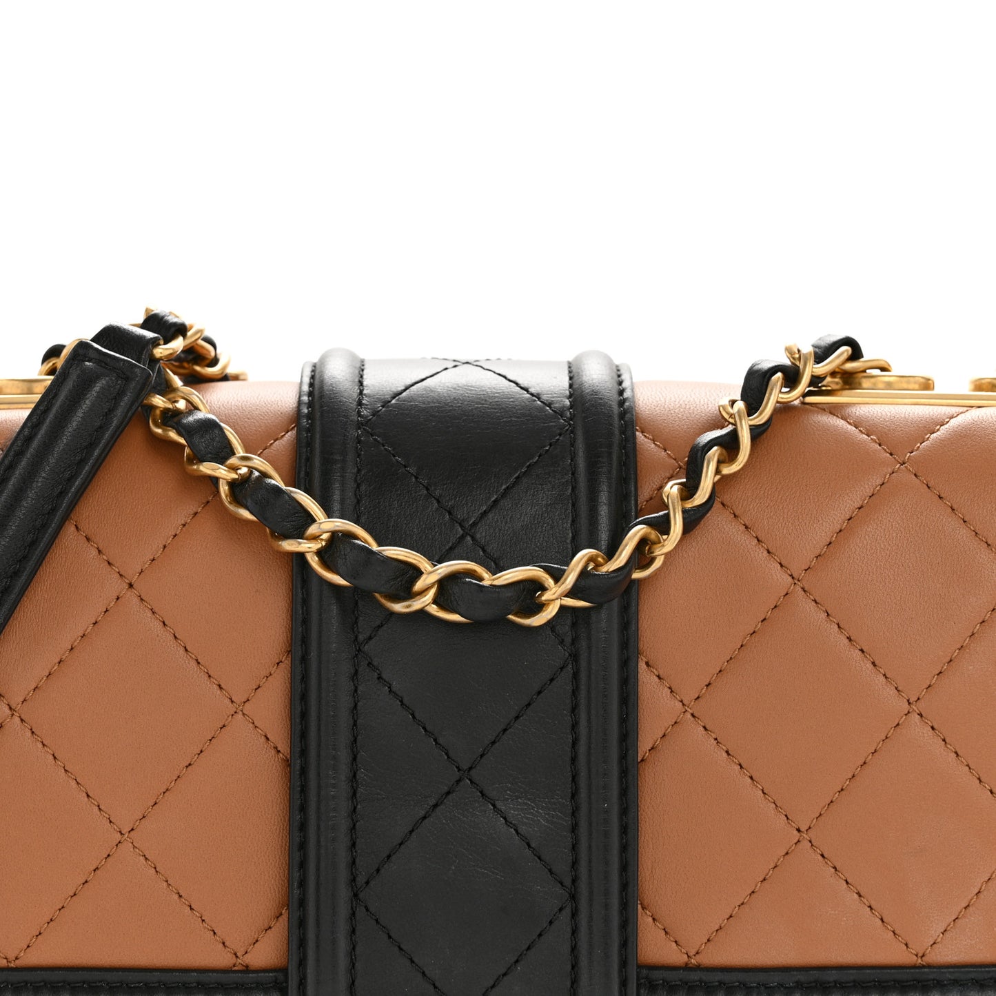 Lambskin Quilted Medium Elegant CC Flap Dark Beige Black