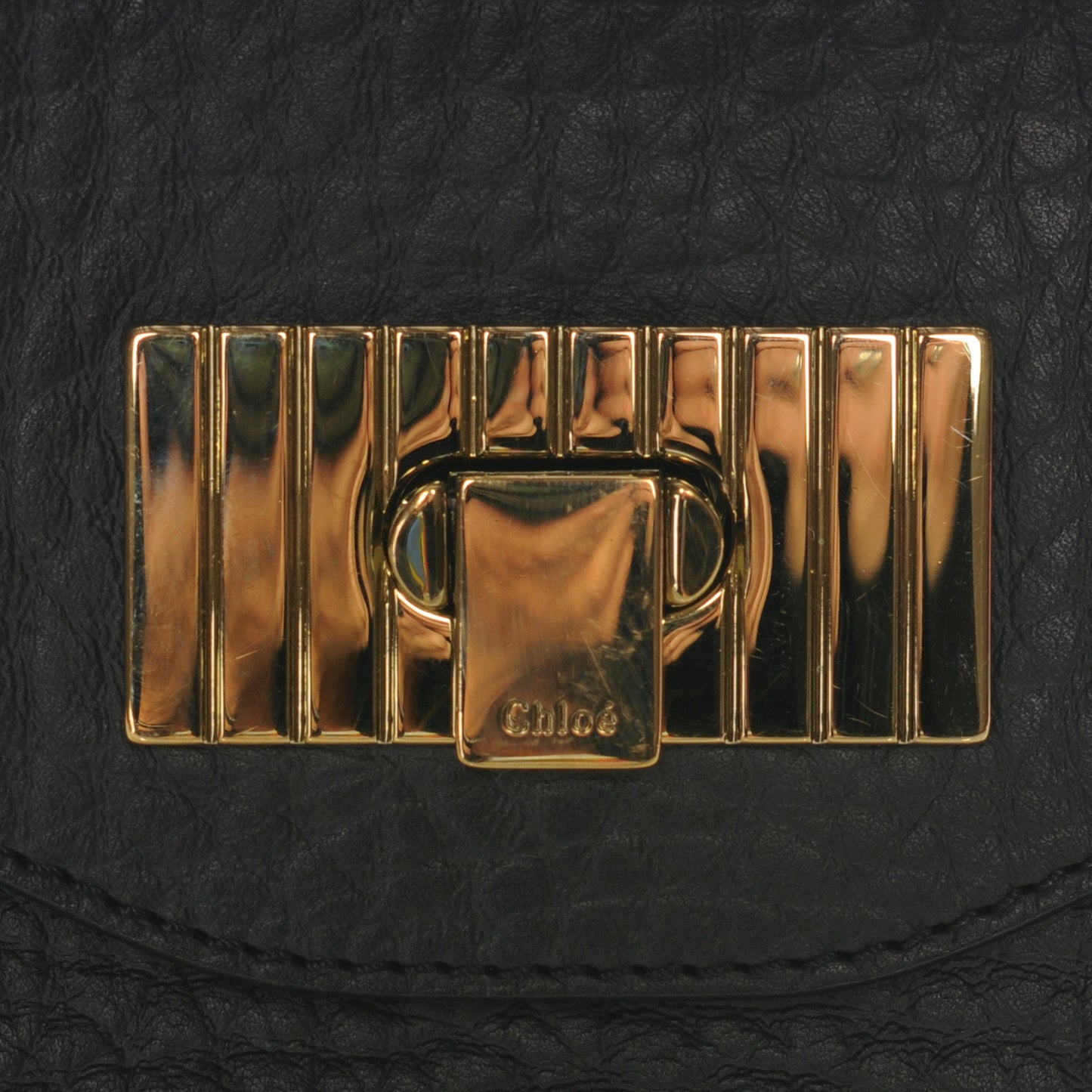 Grained Calfskin Sally Flap Bag Black