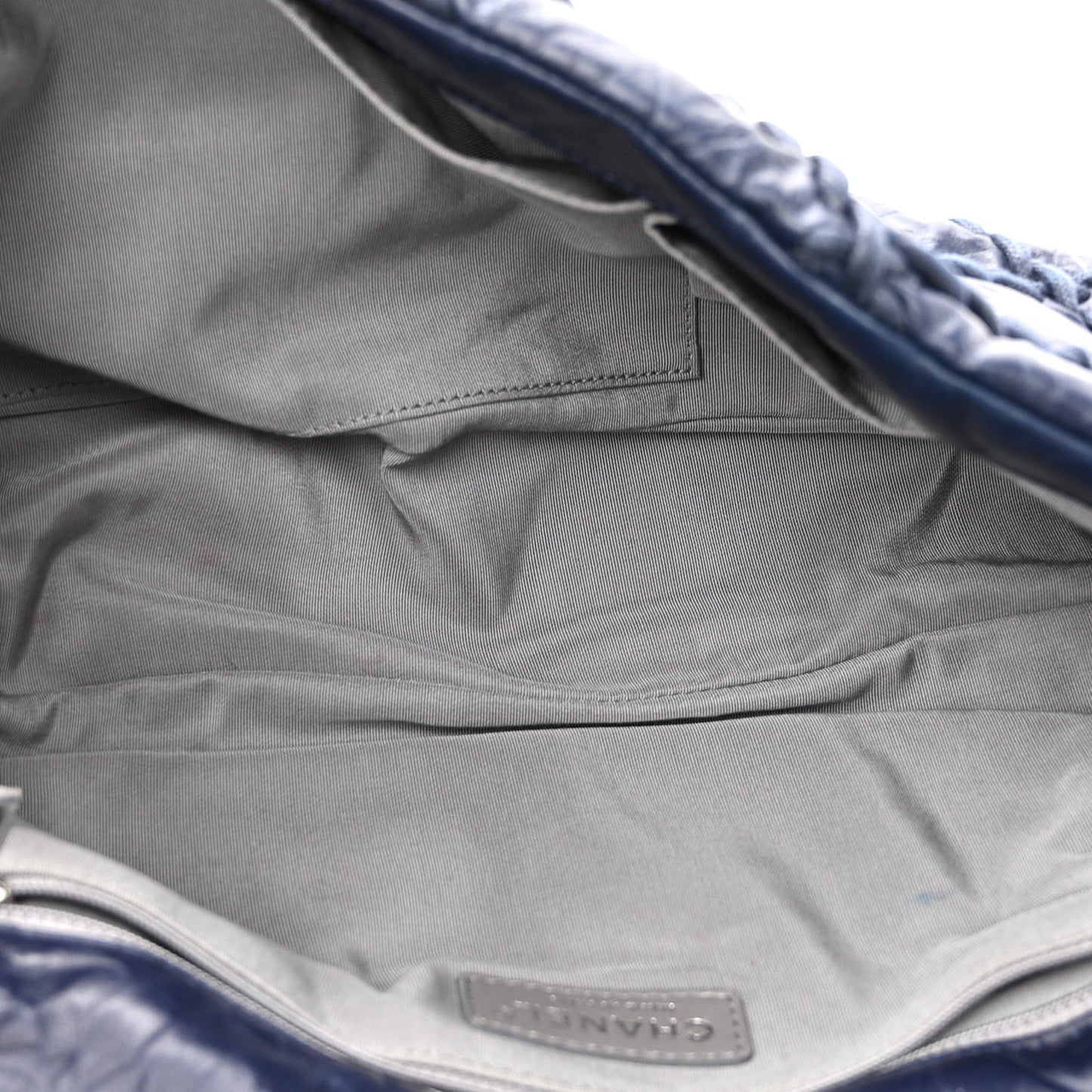 Calfskin Ultra Stitch Oversize Flap Navy