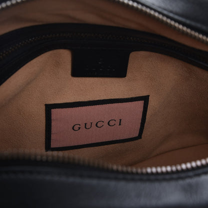 Gucci Calfskin Matelasse GucciGhost Medium GG Marmont Chain Shoulder Bag Black New Acquamarine 6 of 8