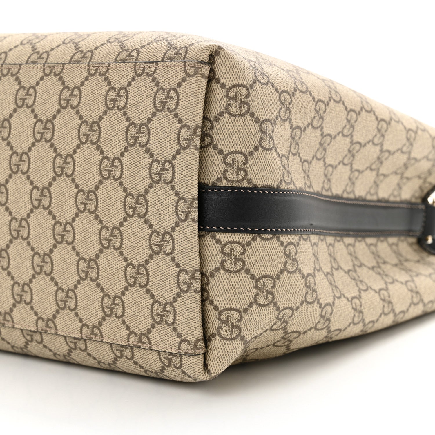 Gucci GG Supreme Monogram Medium Emblem Bucket Bag Beige Dark Brown Black 10 of 10