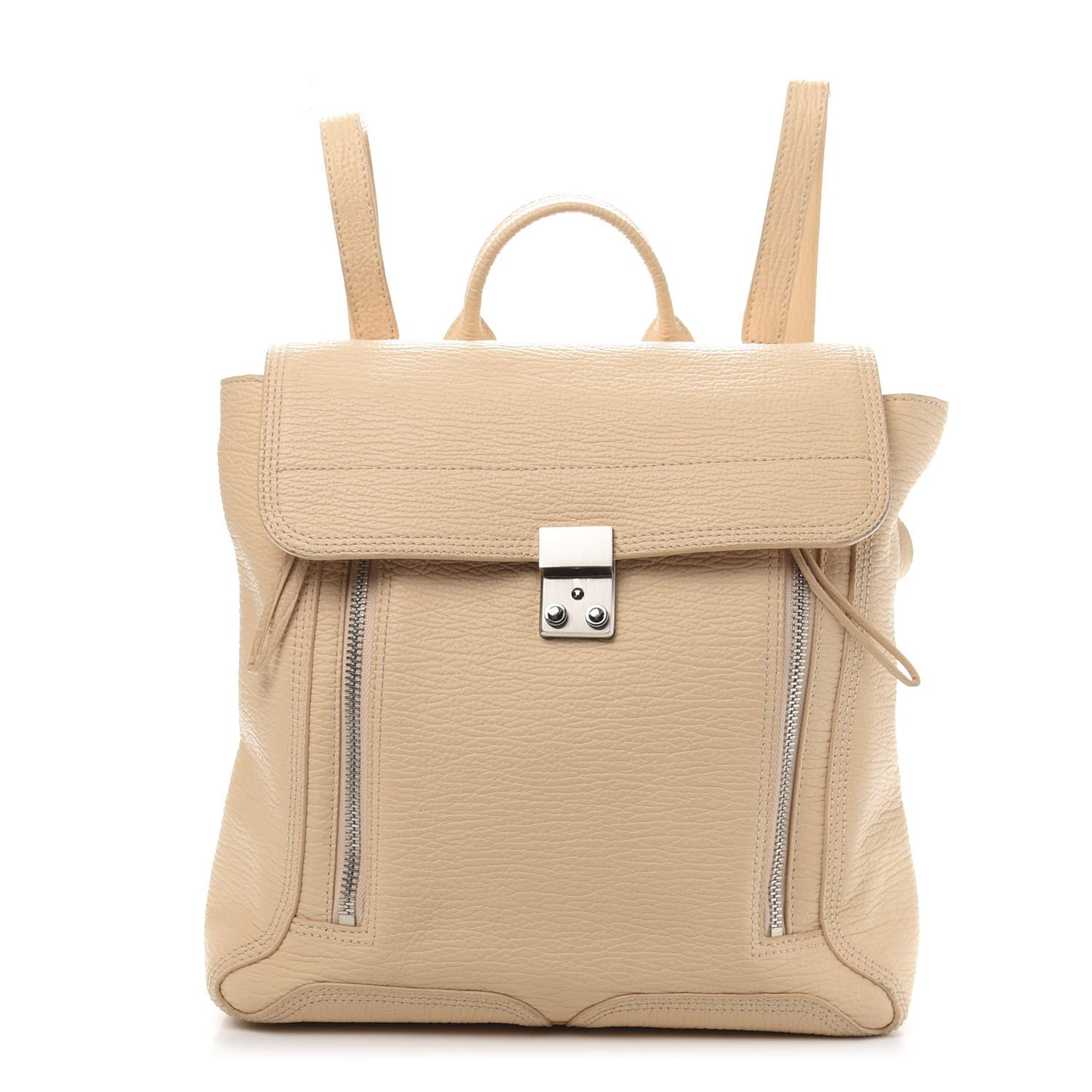3.1 Textured Calfskin Pashli Backpack White Peach