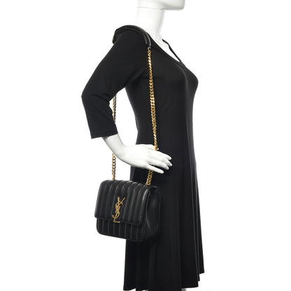 Saint Laurent Lambskin Matelasse Monogram Medium Vicky Chain Bag Black 2 of 11