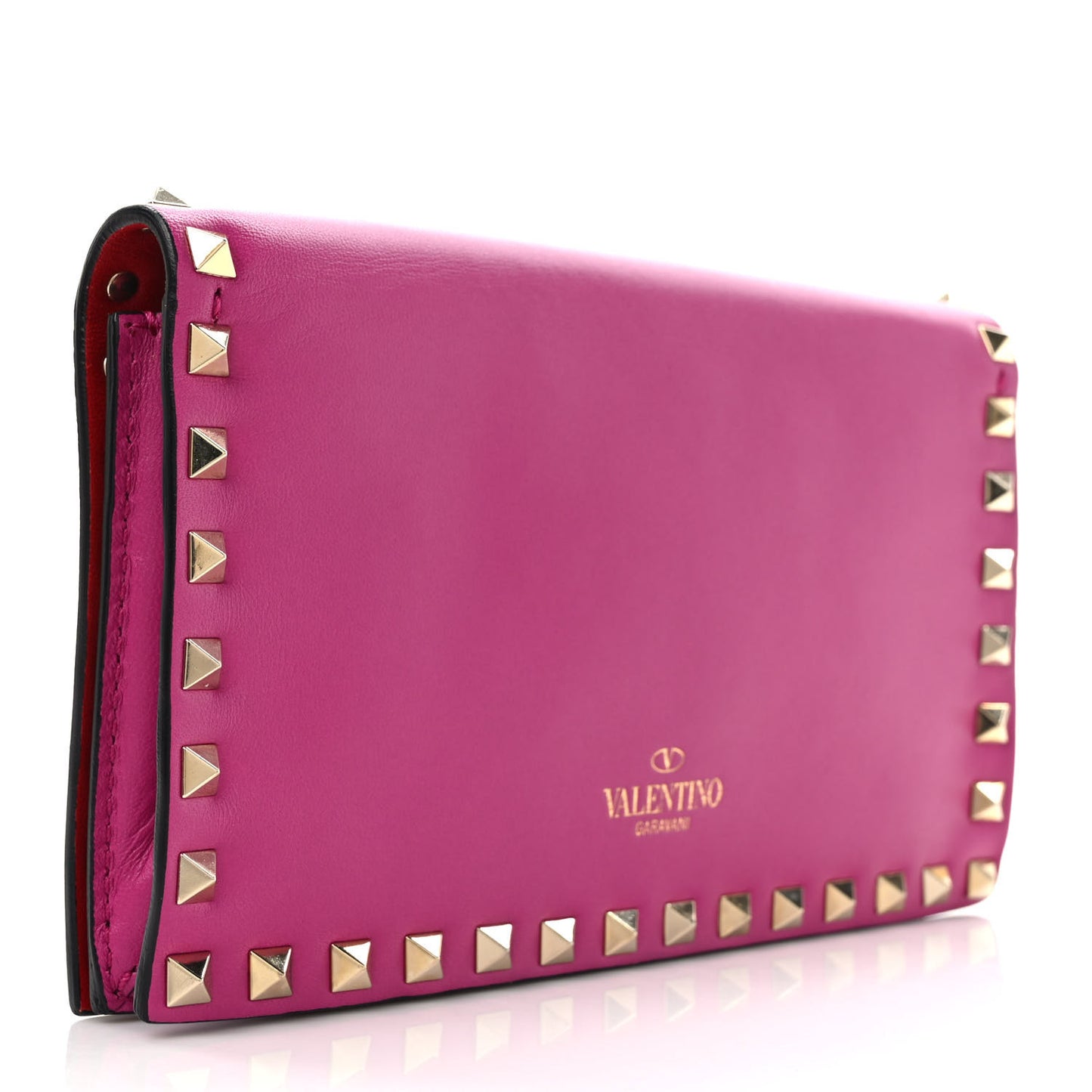 Nappa Small Rockstud Wristlet Clutch Fuxia
