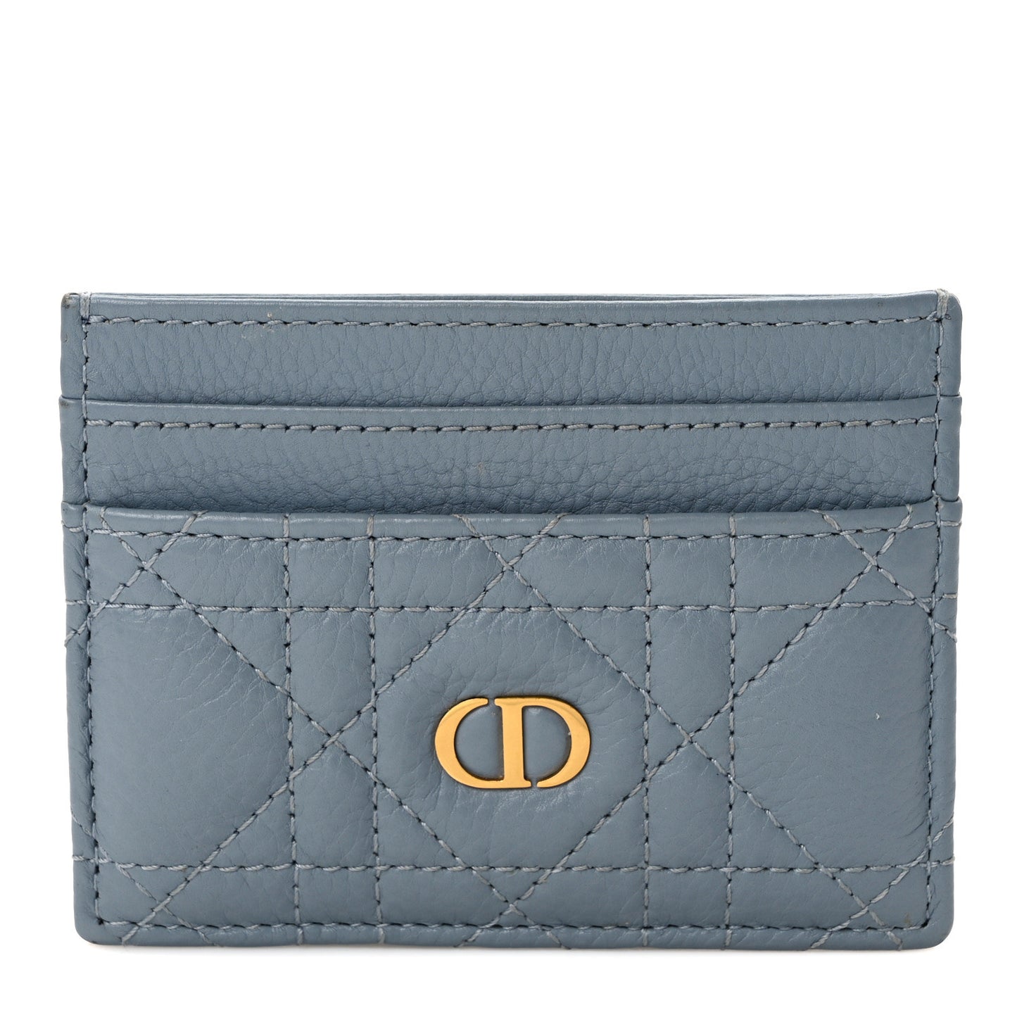 Supple Calfskin Cannage Caro Five-Slot Card Holder Cloud Blue
