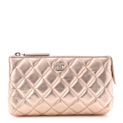 Chanel Metallic Lambskin Quilted Cosmetic Pouch Light Gold 1 of 19