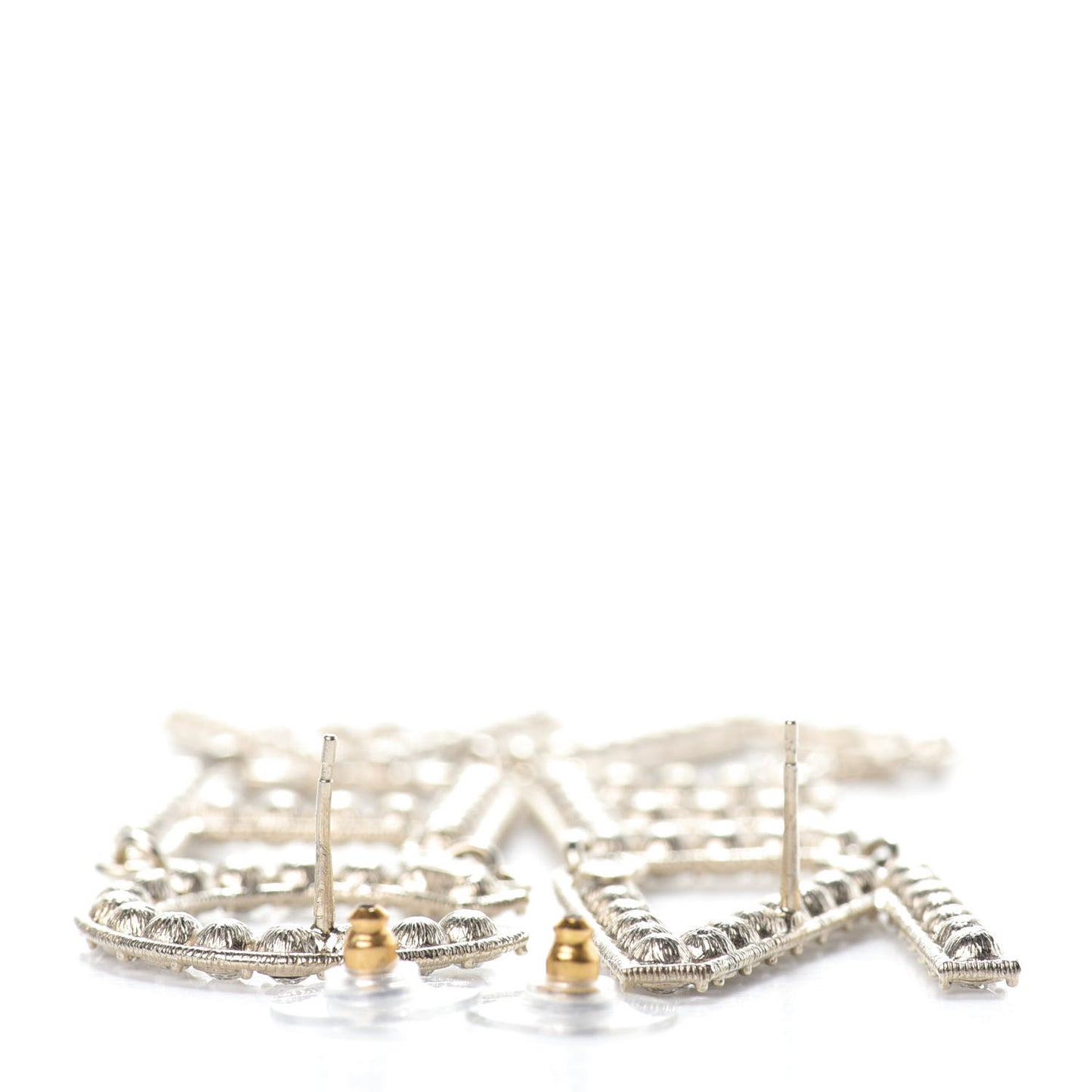 Crystal Cha-Nel Logo Drop Earrings Gold