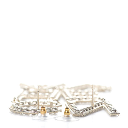 Chanel Crystal Cha-Nel Logo Drop Earrings Gold 3 of 4