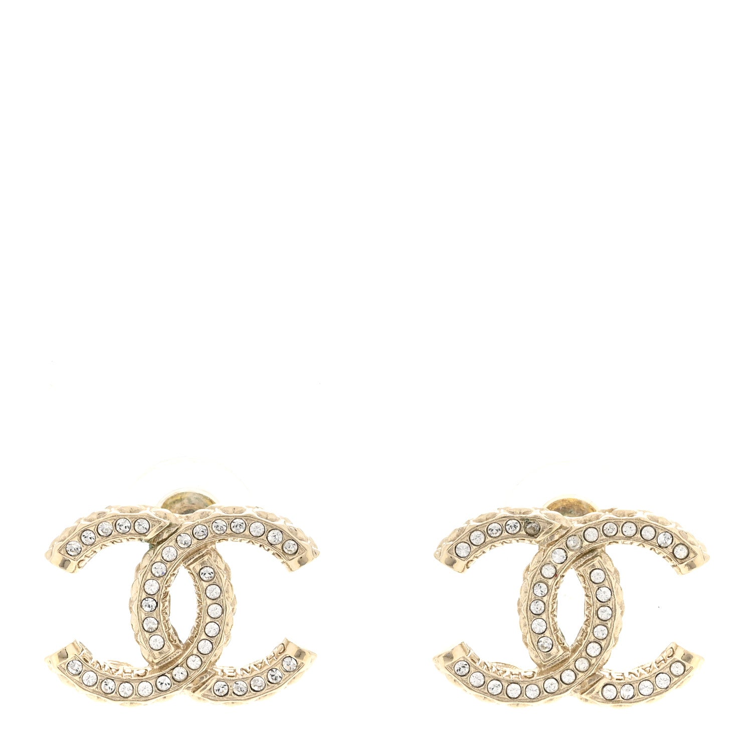 Chanel Crystal CC Earrings Gold 1 of 5