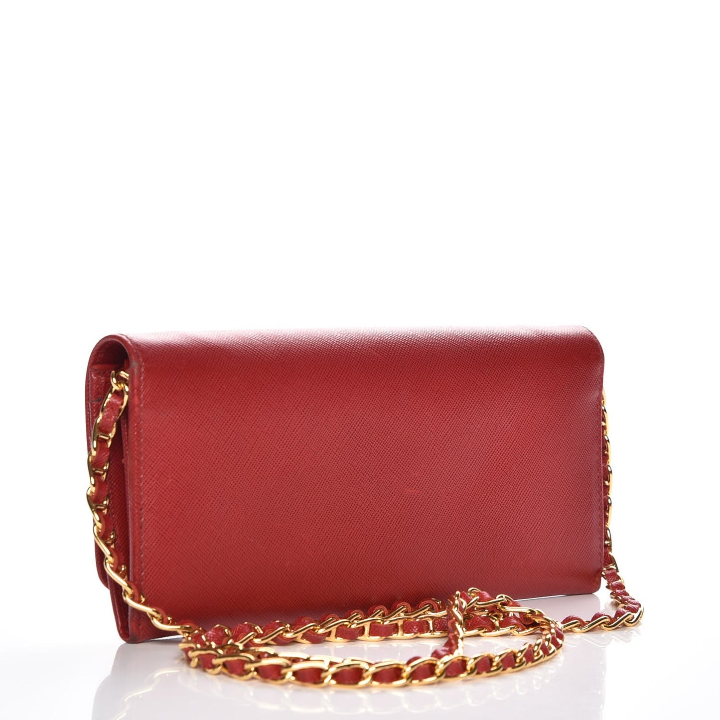 Saffiano Metal Oro Chain Wallet Fuoco