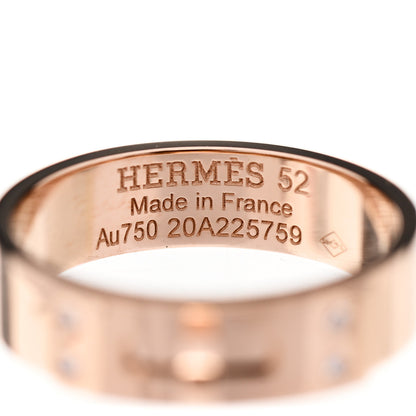 Hermes 18K Rose Gold Diamond PM Kelly Ring 52 6 4 of 5