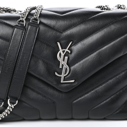 Saint Laurent Calfskin Y Quilted Monogram Small Loulou Chain Satchel Black 9 of 11