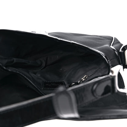 Christian Dior Canvas Patent Calfskin Saddle Bag Black 5 of 13