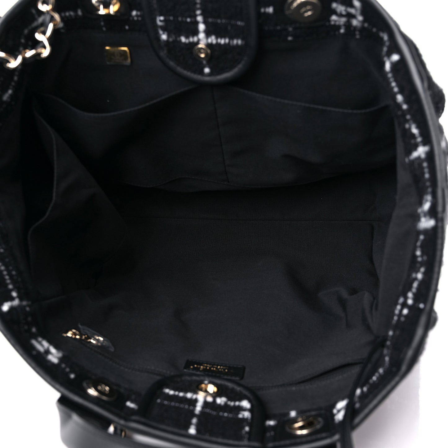 Tweed Medium Deauville Tote Black White Multicolor