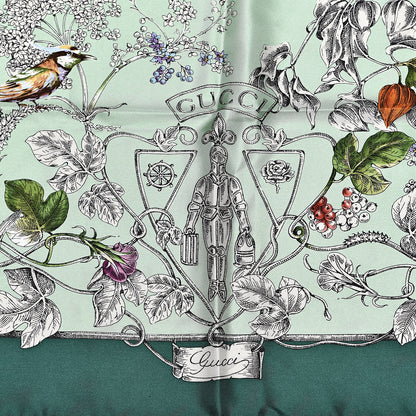 Gucci Silk Twill Wondergardenia Square Scarf Emerald 5 of 5