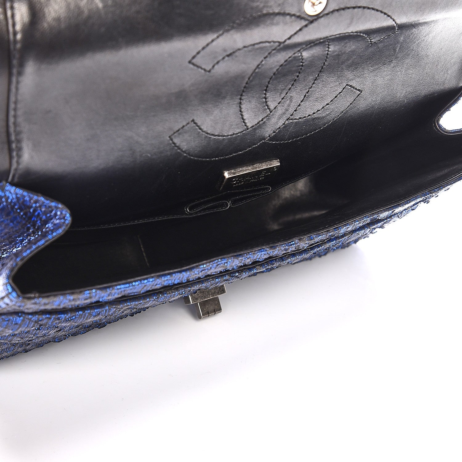 Chanel Metallic Python Quilted 2.55 Reissue 226 Flap Blue 3 of 15