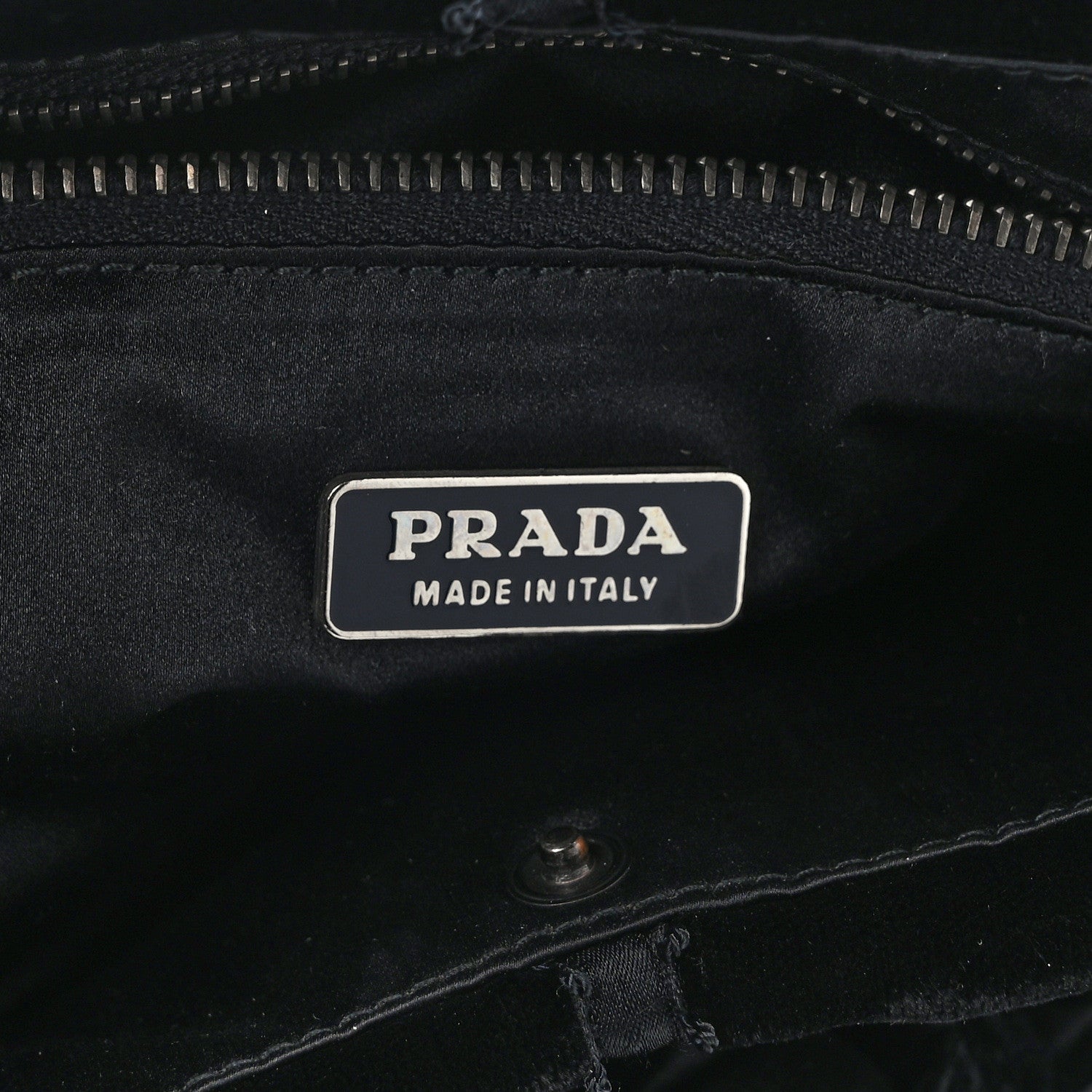Prada Satin Velvet Drawstring Shoulder Bag Black 6 of 10