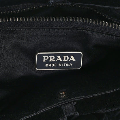 Prada Satin Velvet Drawstring Shoulder Bag Black 6 of 10