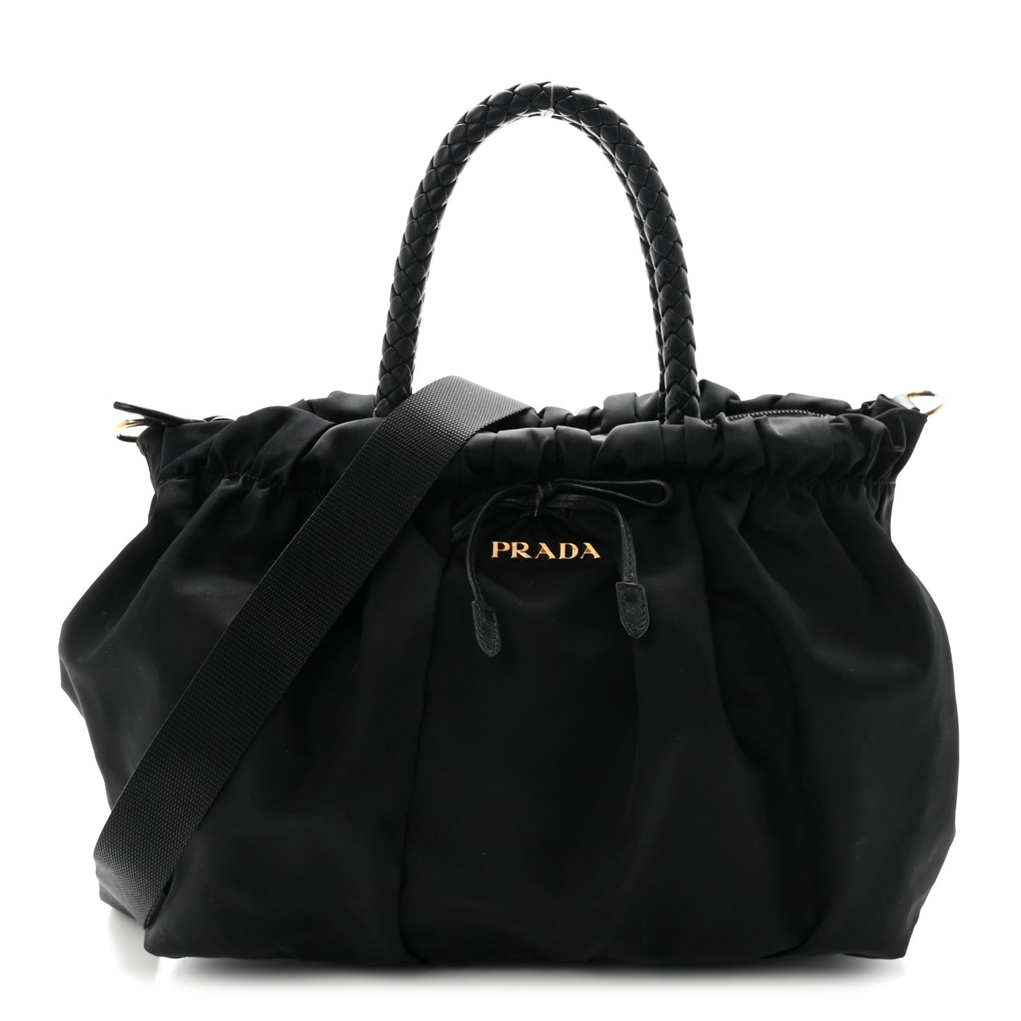 Tessuto Nylon Bow Shoulder Bag Black