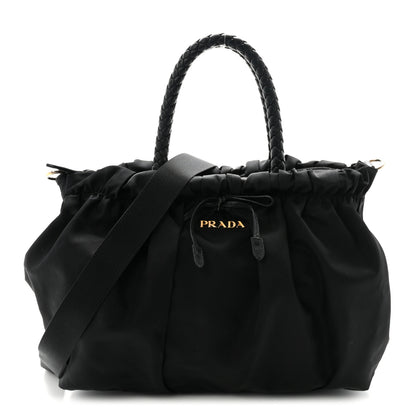 Prada Tessuto Nylon Bow Shoulder Bag Black 1 of 9