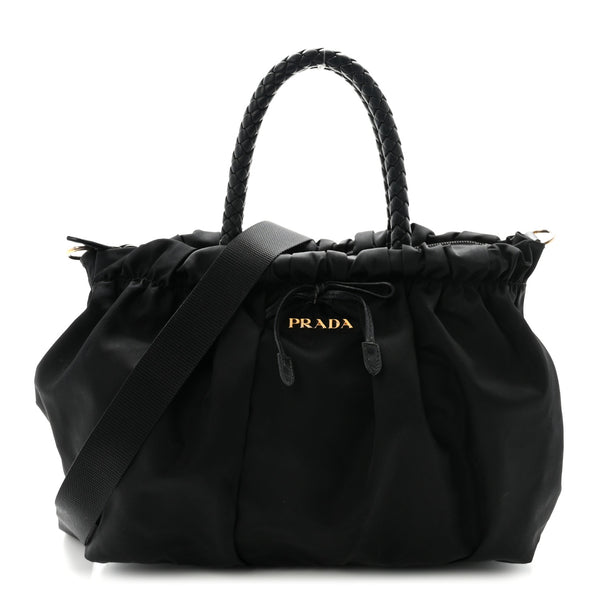 PRADA TESSUTO BOW ハンド&ショルダーバッグ Prada Tessuto Nylon Bow Shoulder Bag Black 1884107 – FASHIONPHILE