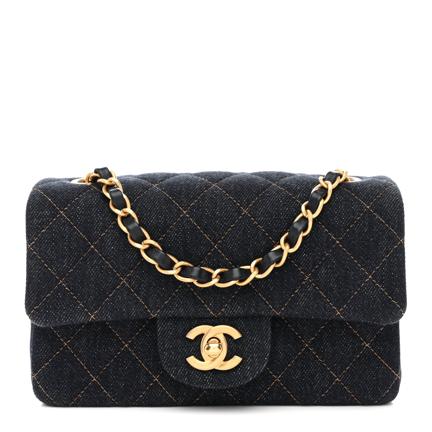Chanel Denim Quilted Mini Rectangular Flap Dark Blue 1 of 10