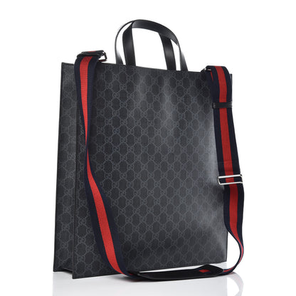 Gucci Soft GG Supreme Monogram Appia Calfskin Web Vertical Tote Black 3 of 8