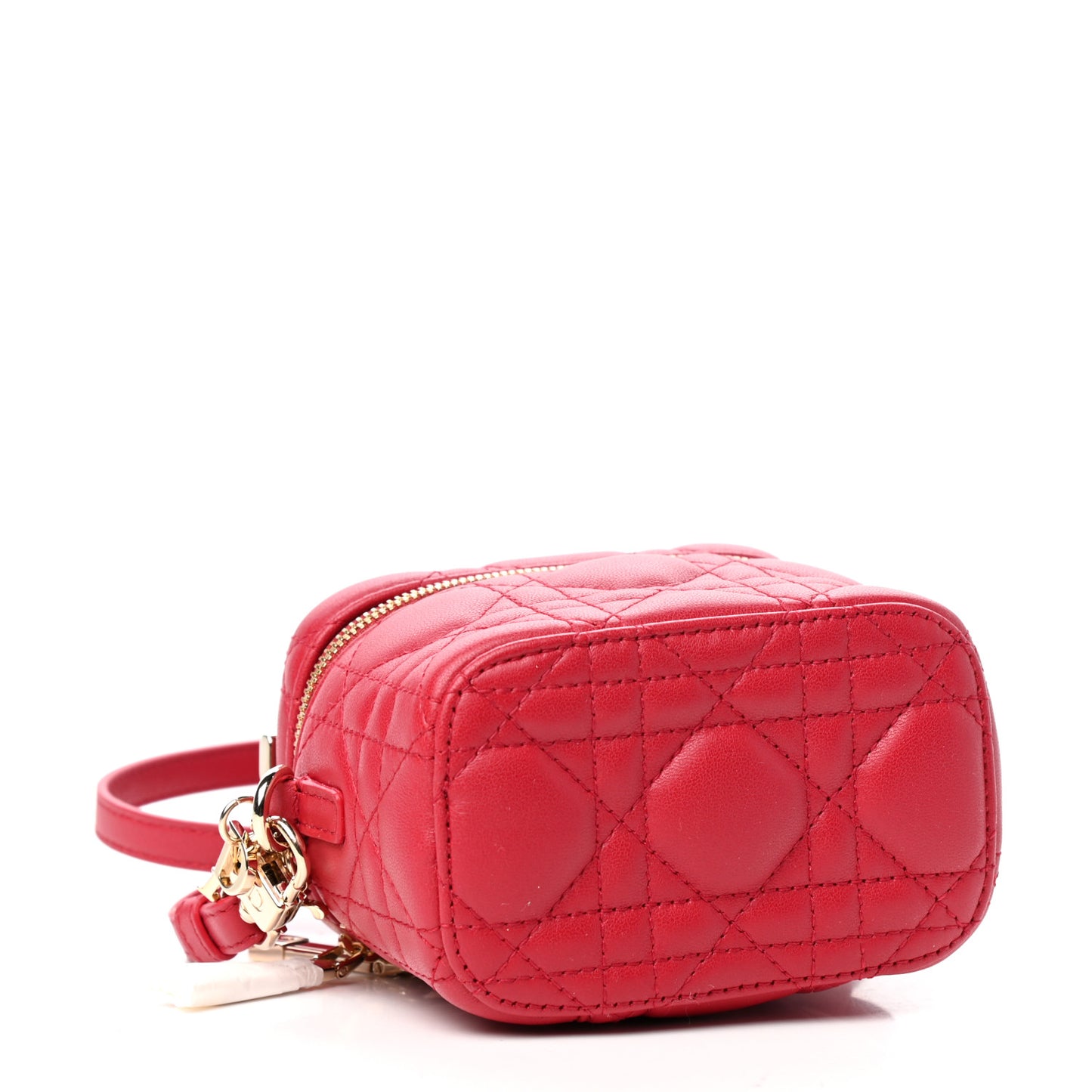Lambskin Cannage Micro Vanity Case Poppy Red