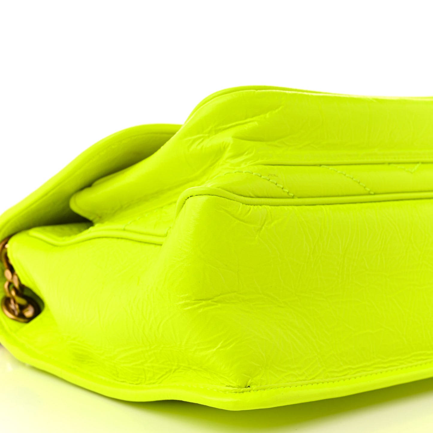 Crinkled Calfskin Matelasse Monogram Medium Niki Chain Satchel Neon Yellow