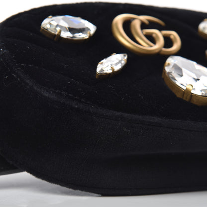 Gucci Velvet Matelasse Marquise Crystals GG Marmont Belt Bag 75 30 Black 9 of 11