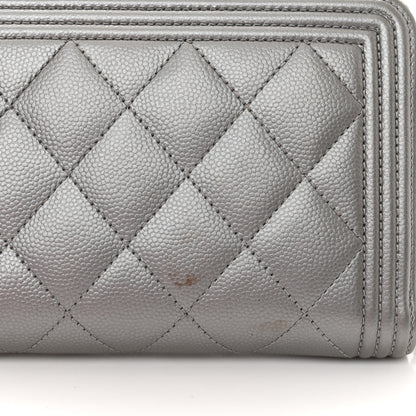 Chanel Metallic Caviar Quilted Boy Zip Around Wallet Silver 9 of 10