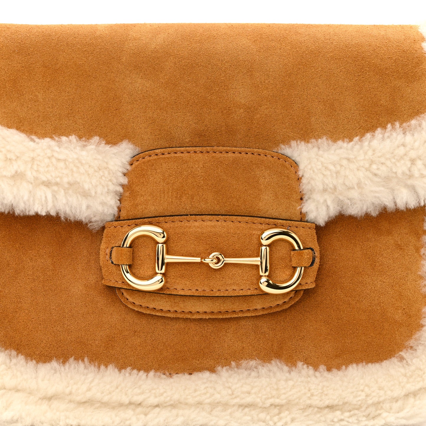 Suede Shearling Horsebit 1955 Shoulder Bag Brown