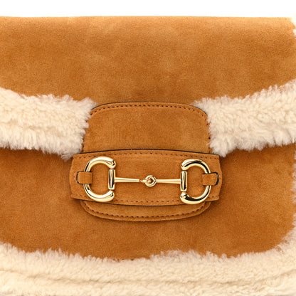 Gucci Suede Shearling Horsebit 1955 Shoulder Bag Brown 8 of 10