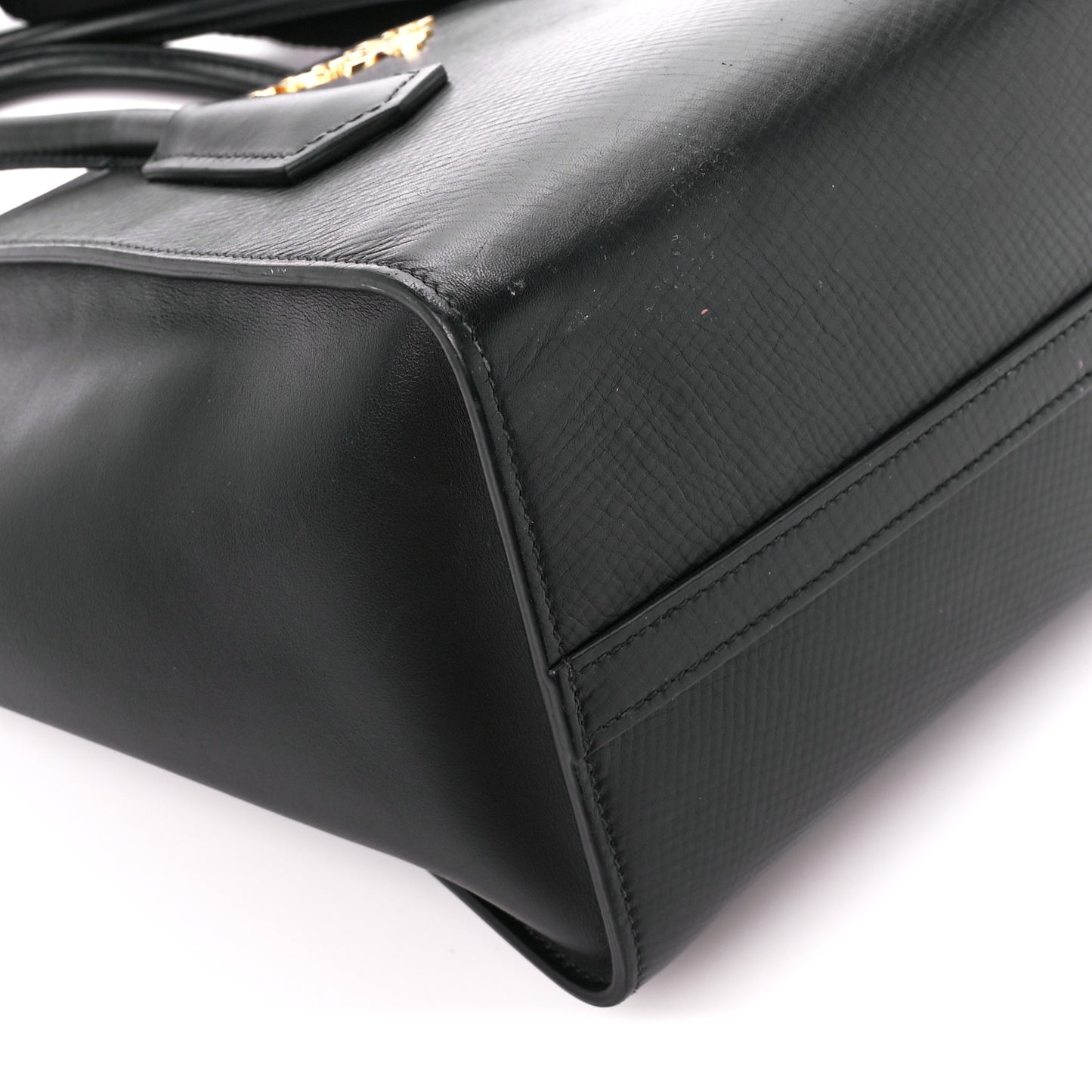 Vitello Glace Calfskin Twin Pocket Tote Black