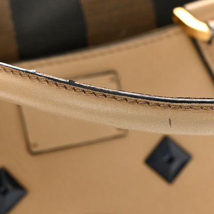 Fendi Calfskin Studded Medium B Fab Drawstring Tote Miel Scuro 16 of 18