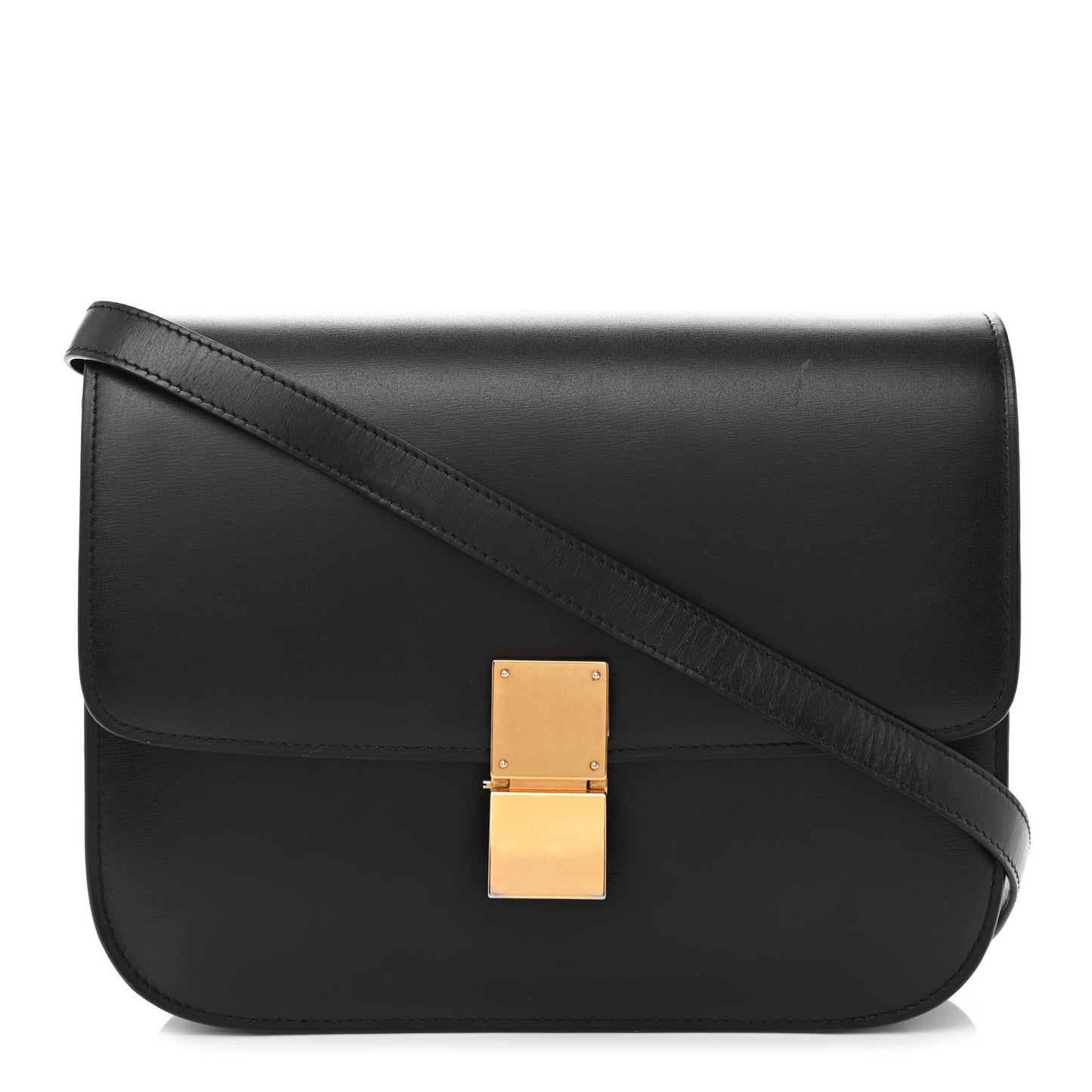 Box Calfskin Medium Classic Box Flap Bag Black