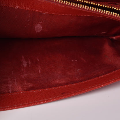 Prada Saffiano Metal Oro Chain Wallet Fuoco 9 of 15