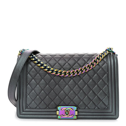 Chanel Iridescent Goatskin Quilted New Medium Boy Flap Purple 1 of 14