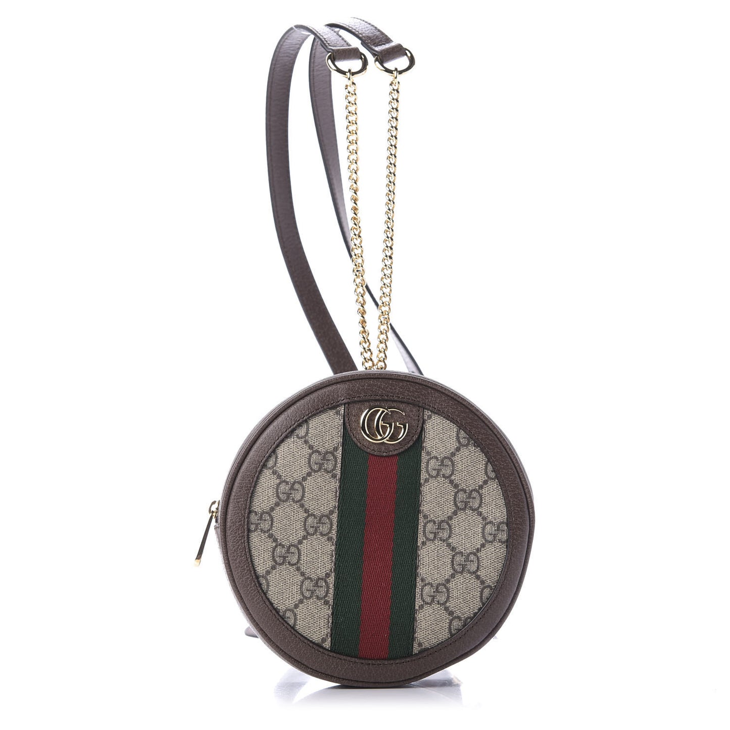 GG Supreme Monogram Web Mini Ophidia Round Backpack Brown