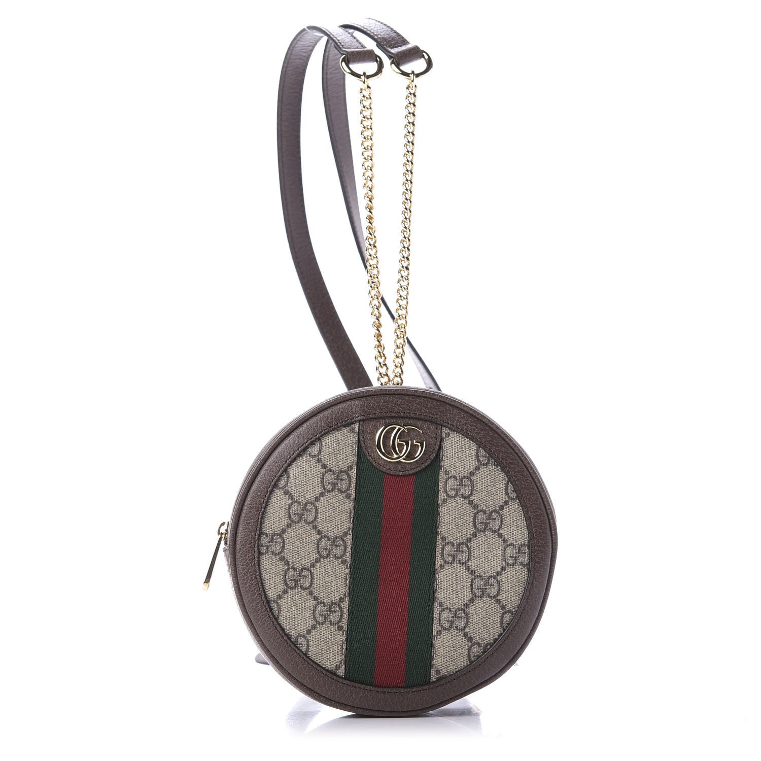 Gucci GG Supreme Monogram Web Mini Ophidia Round Backpack Brown 1 of 9