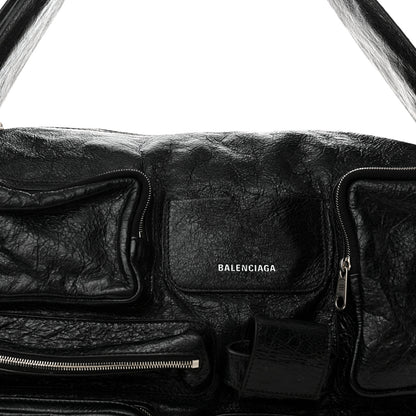 Balenciaga Agneau Arena Superbusy Large Sling Zip Shoulder Bag Black 8 of 13