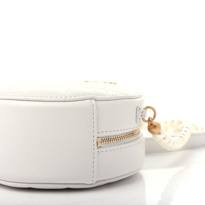 Chanel Calfskin Quilted About Pearls Round Clutch With Chain White 9 of 10