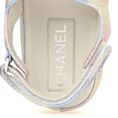 Chanel Printed Fabric Quilted Dad Sandals 41 Green Pink Blue 7 of 9
