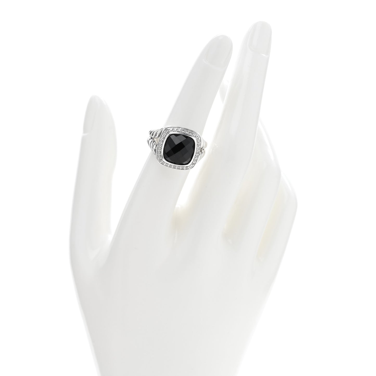 Sterling Silver Diamond Black Onyx 11mm Albion Statement Ring 52 6